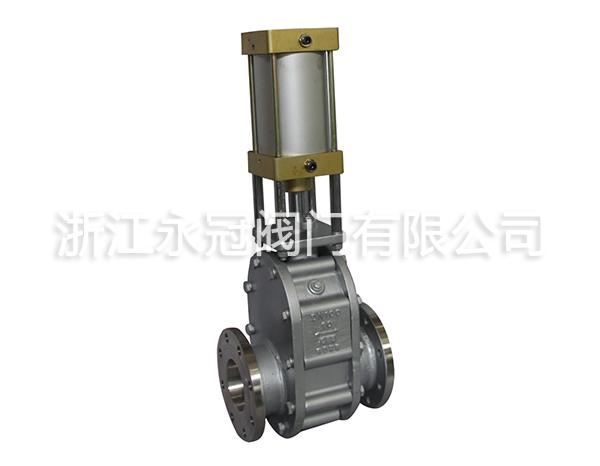 不(bu)鏽鋼氣動陶(tao)瓷雙閘闆閥(fa)Z644TC